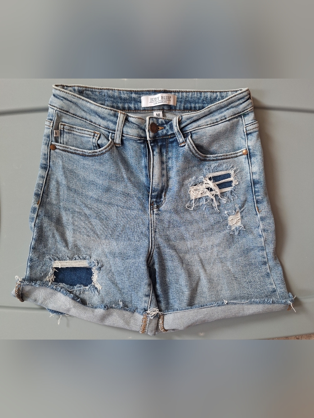 Judy Blue Distressed Jean Shorts. Sz M